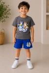 2 Lİ BLUEY YAZILI ŞORTLU ERKEK TAKIM  Gri