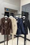 DÜĞMELİ BEL BAĞLAMALI BLAZER KADIN CEKET  Lacivert
