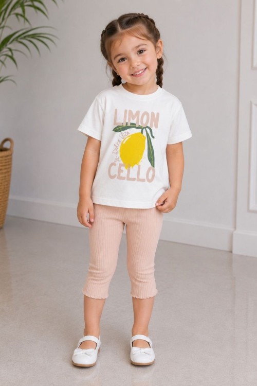 LEMON YAZILI TAYTLI TAKIM  Bej