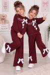 MY BEST FRİEND YAZILI FİTİLLİ BURGU KUMAŞ FİYONKLU TAKIM  Bordo