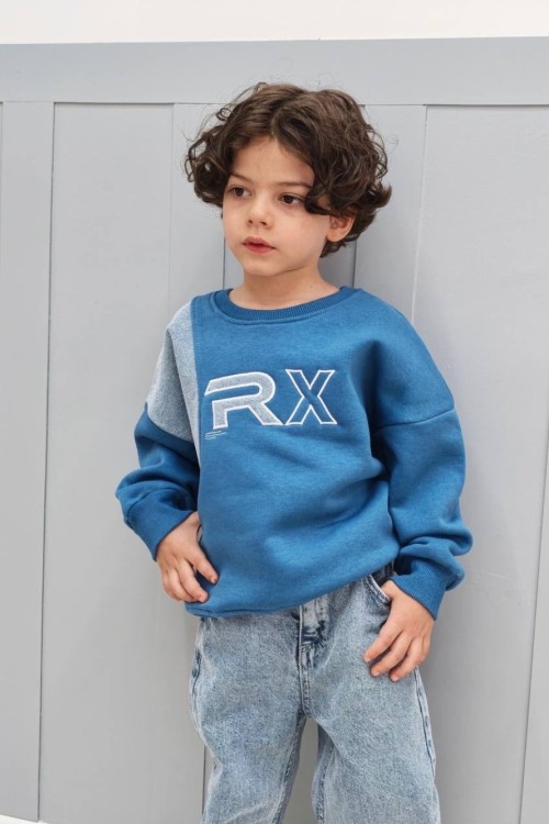 3 İP RX YAZILI ERKEK TAKIM  Mavi