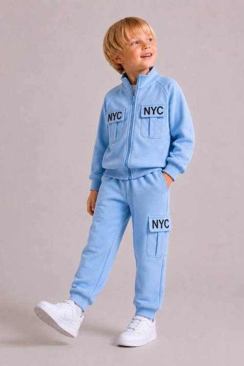 2 İP ŞARDONSUZ CONPACT PENYE NYC YAZILI 2 Lİ TAKIM  Mavi