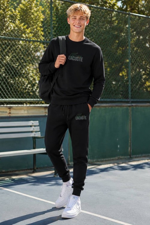 LACOSTE ENJEKSİYON BASKI OYSHO KUMAŞ TAKIM  Siyah