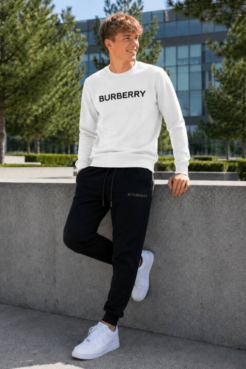 BURBERRY ENJEKSİYON BASKI OYSHO KUMAŞ TAKIM Beyaz