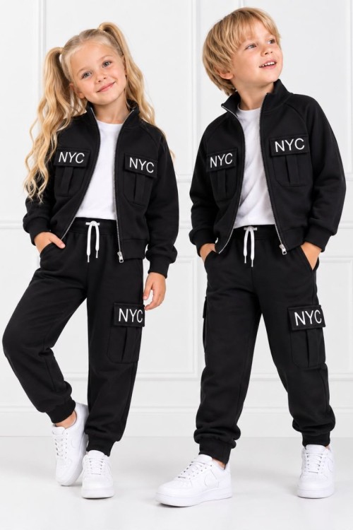 2 İP ŞARDONSUZ CONPACT PENYE NYC YAZILI 2 Lİ TAKIM  Siyah