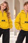KANGURU CEP KAPŞONLU TEK SWEAT SHİRT Sarı