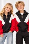 YARIM FERMUARLI 3 RENKLİ SWEAT SHİRT  Siyah