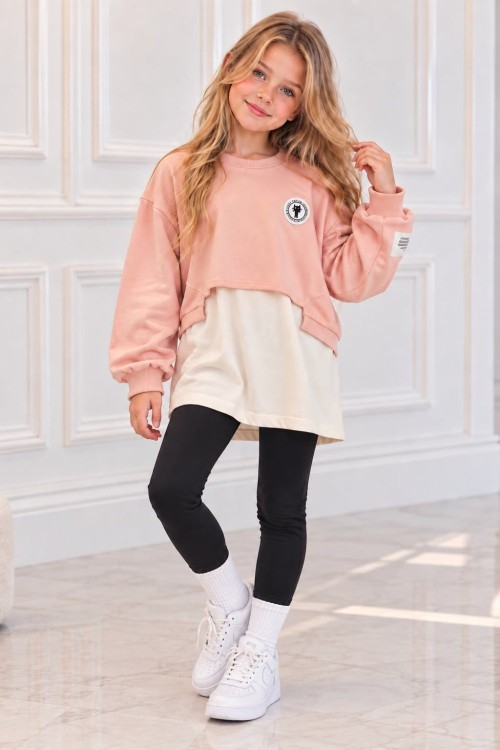 COLLECTION WEAR BASKILI UZUN TUNİK  Somon