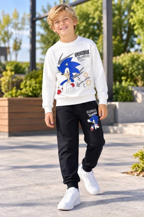 SONİC HEDGEHOG 2 İPLİK EŞOFMAN TAKIMI  Beyaz