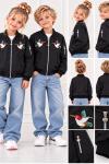 KUŞ İŞLEMELİ UNISEX CEKET  Siyah
