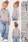 YARIM FERMUARLI LEOPAR SWEAT  Gri