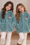 TAM FERMUAR HAPPY EVERYDAY YAZILI CEPLİ PELUŞ CEKET Yeşil