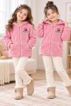 TAM FERMUAR HAPPY EVERYDAY YAZILI CEPLİ PELUŞ CEKET Pembe