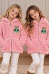 TAM FERMUAR F AYI BASKILI CEPLİ PELUŞ CEKET  Ekru Pembe