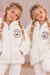 TAM FERMUAR LİFE İS BLOOM YAZILI ÇİÇEK DESENLİ CEPLİ PELUŞ CEKET Beyaz