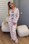 ÖNÜ 3 GRİ FİYONKLU YILDIZLI YUMOŞ PİJAMA Beyaz