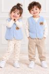 AYICIK BASKILI PELUŞ YELEK Mavi
