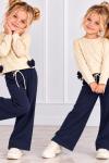BLUZ YANLARI FİYONKLU KIRCILLI İKİLİ TAKIM Lacivert