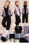 YARIM FERMUAR ŞERİTLİ ALT KISMI LASTİKLİ SWEET Gri Pembe