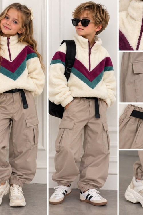 KEMER DETAYLI CEPLİ KARGO PANTALON Bej
