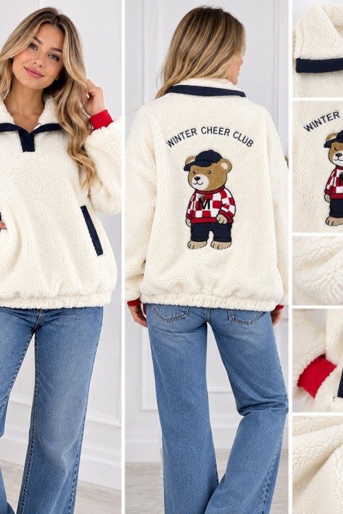 TEDDY AYILI PELUŞ CEKET  Beyaz